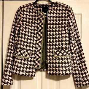 Helene Berman Pink and Gray Houndstooth Blazer